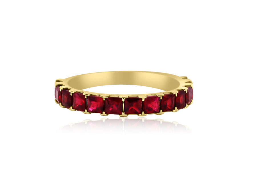 Carre Cut Ruby Yellow Gold Ring