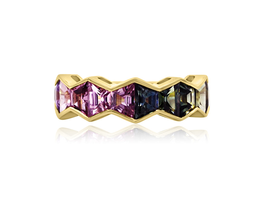 Large Fancy Light Sapphire Yellow Gold Ring