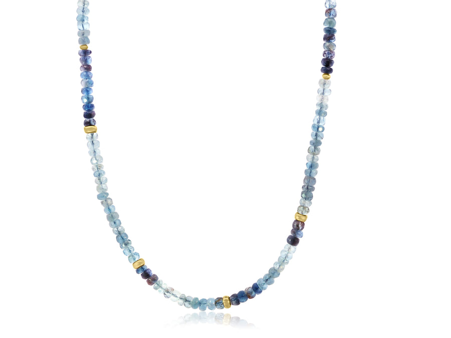 Aquamarine & Yellow Gold Bead Necklace