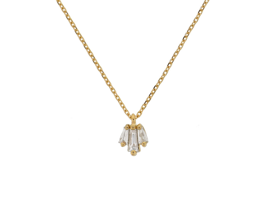 Triple Baguette Diamond Yellow Gold Pendant