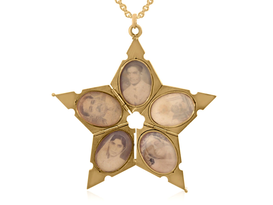 Antique Five Portrait Star Yellow Gold Locket