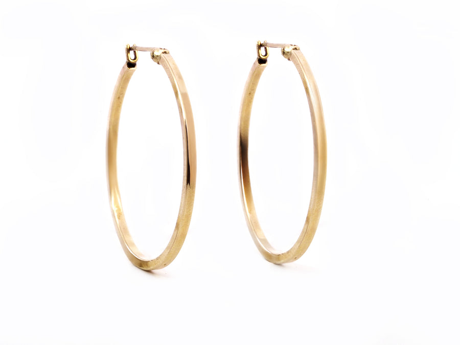 Vintage Yellow Gold Hoop Earrings