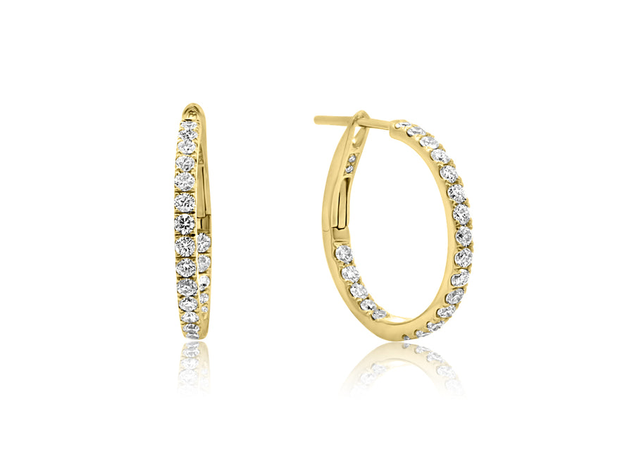 Small Diamond Hoop Yellow Gold Earrings