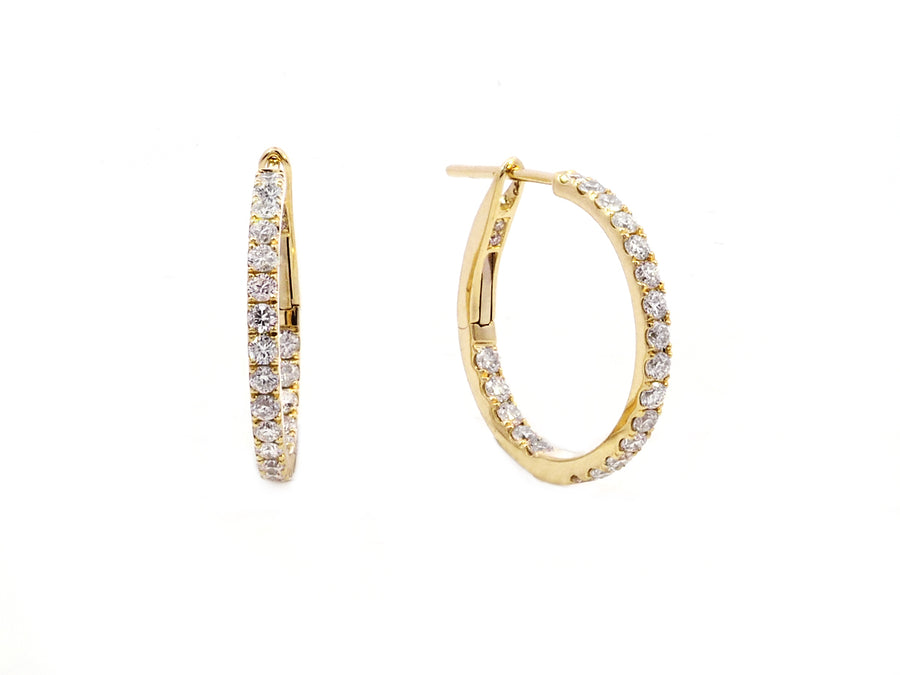 Small Diamond Hoop Yellow Gold Earrings