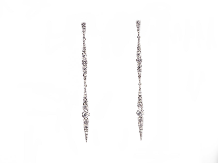 Pave Diamond Stick White Gold Earrings