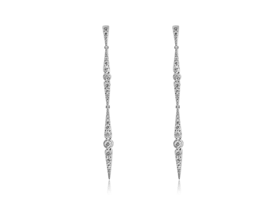 Pave Diamond Stick White Gold Earrings