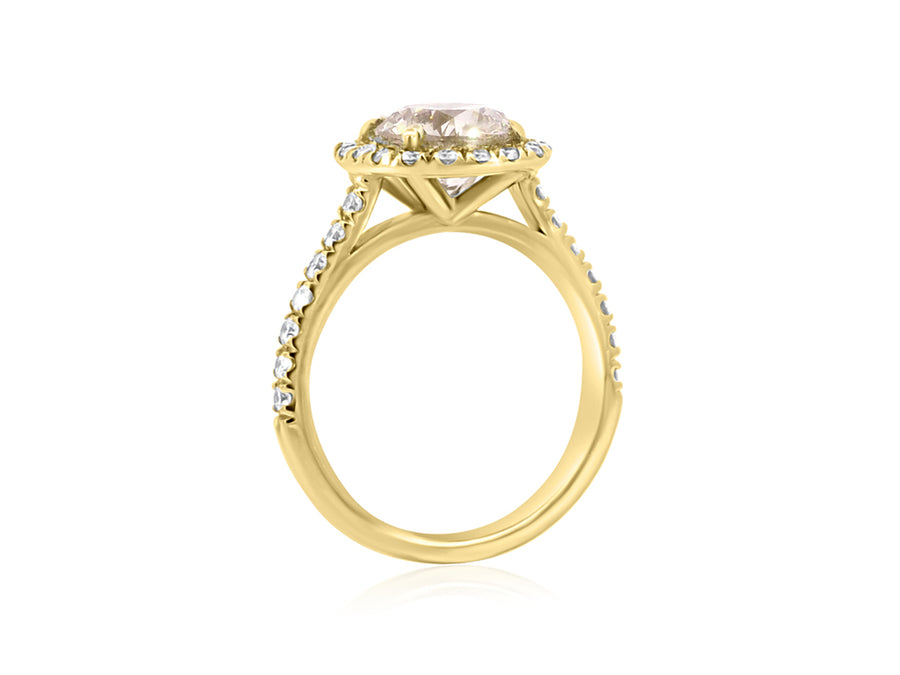 2.04ct Champagne Diamond Goddess Yellow Gold Ring