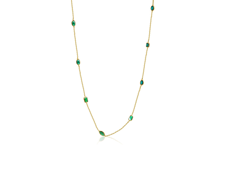 Mixed Shaped Green Emerald Necklace