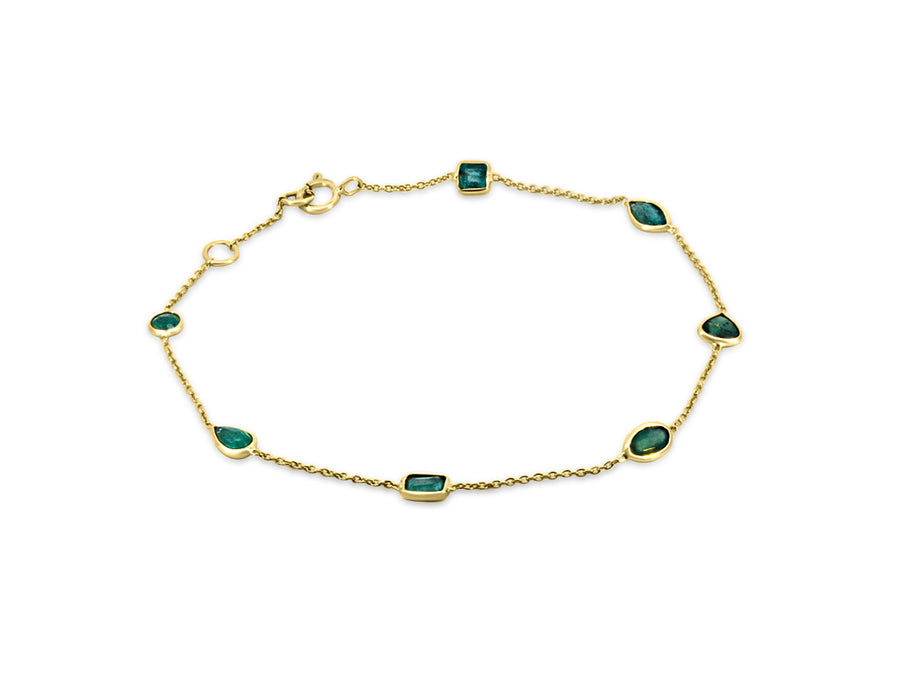 Mixed Shaped Green Emerald Bracelet