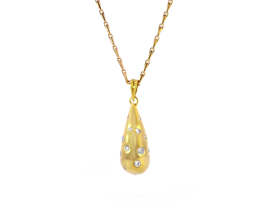 Teardrop Diamond Yellow Gold Necklace