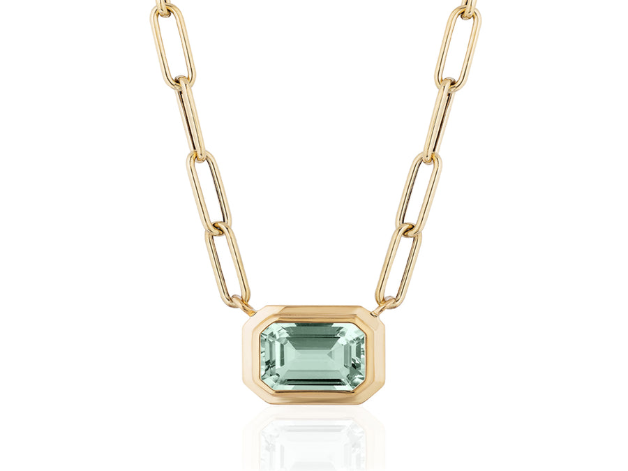 Presiolite Yellow Gold Bezel Pendant