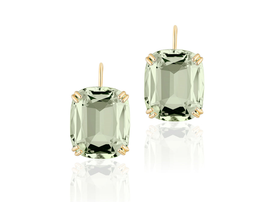 Pressiolite French Wire Yellow Gold Earrings