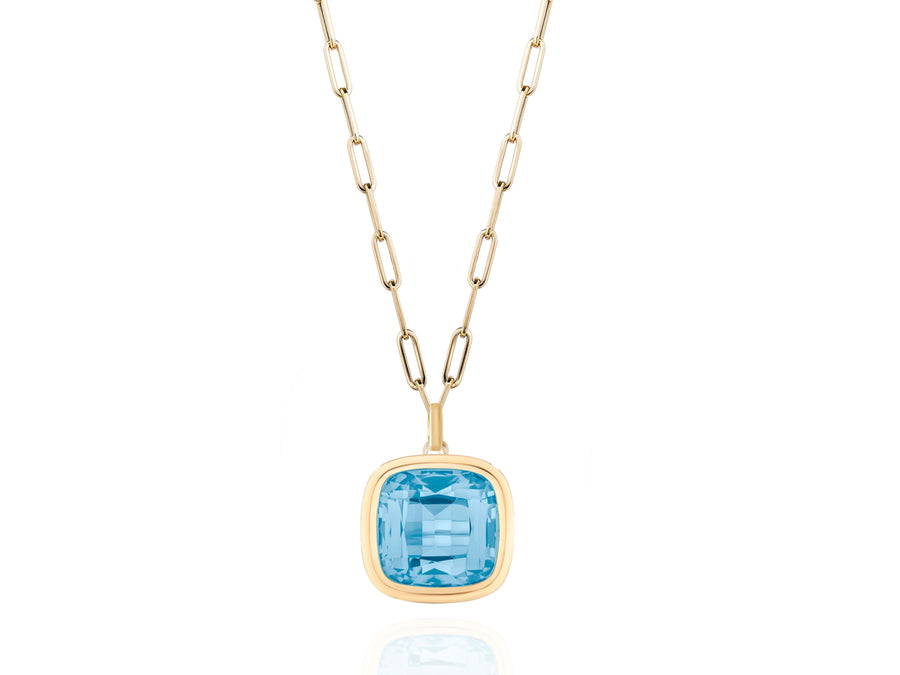 Manhattan London Blue Topaz Cushion Pendant