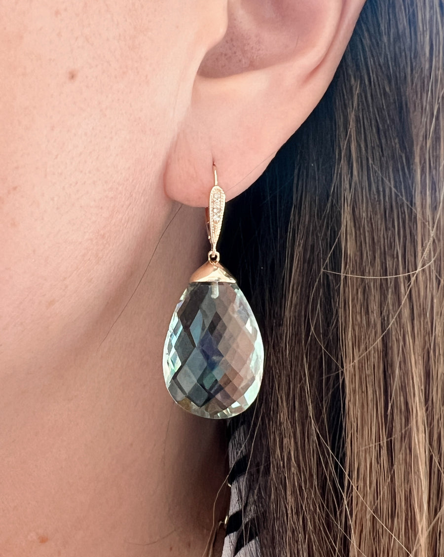 Large Green Amethyst Drop Earrings