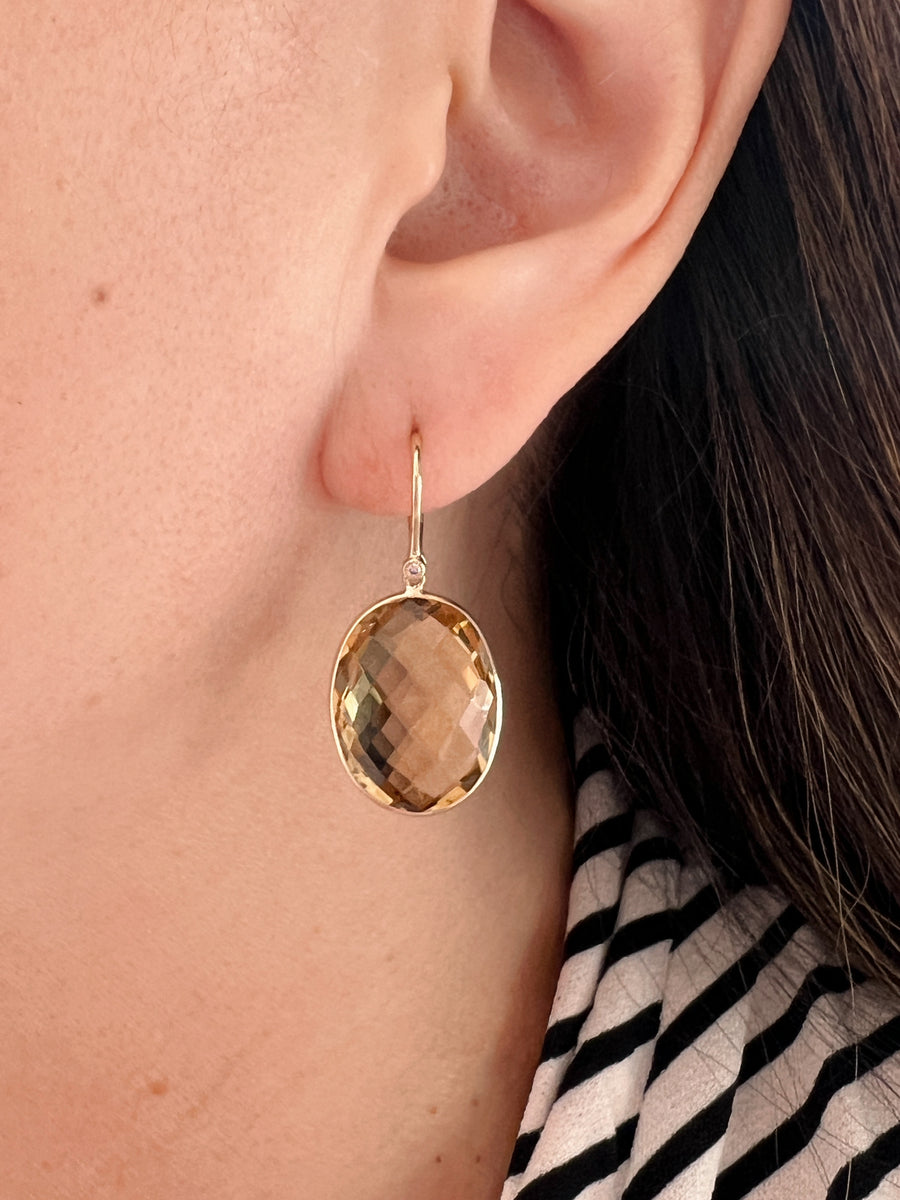 Oval Citrine Drop Earrings