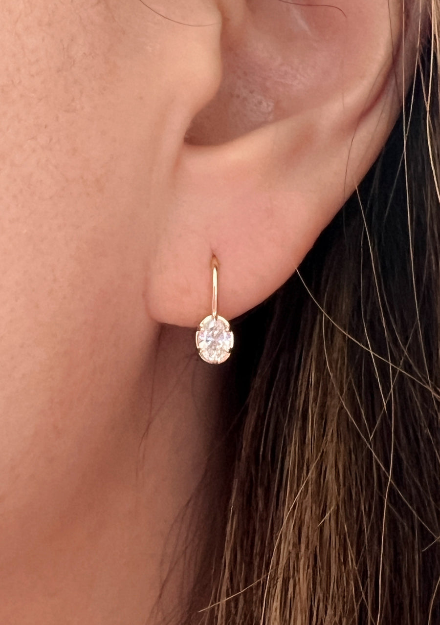 Oval Diamond Drop Earrings