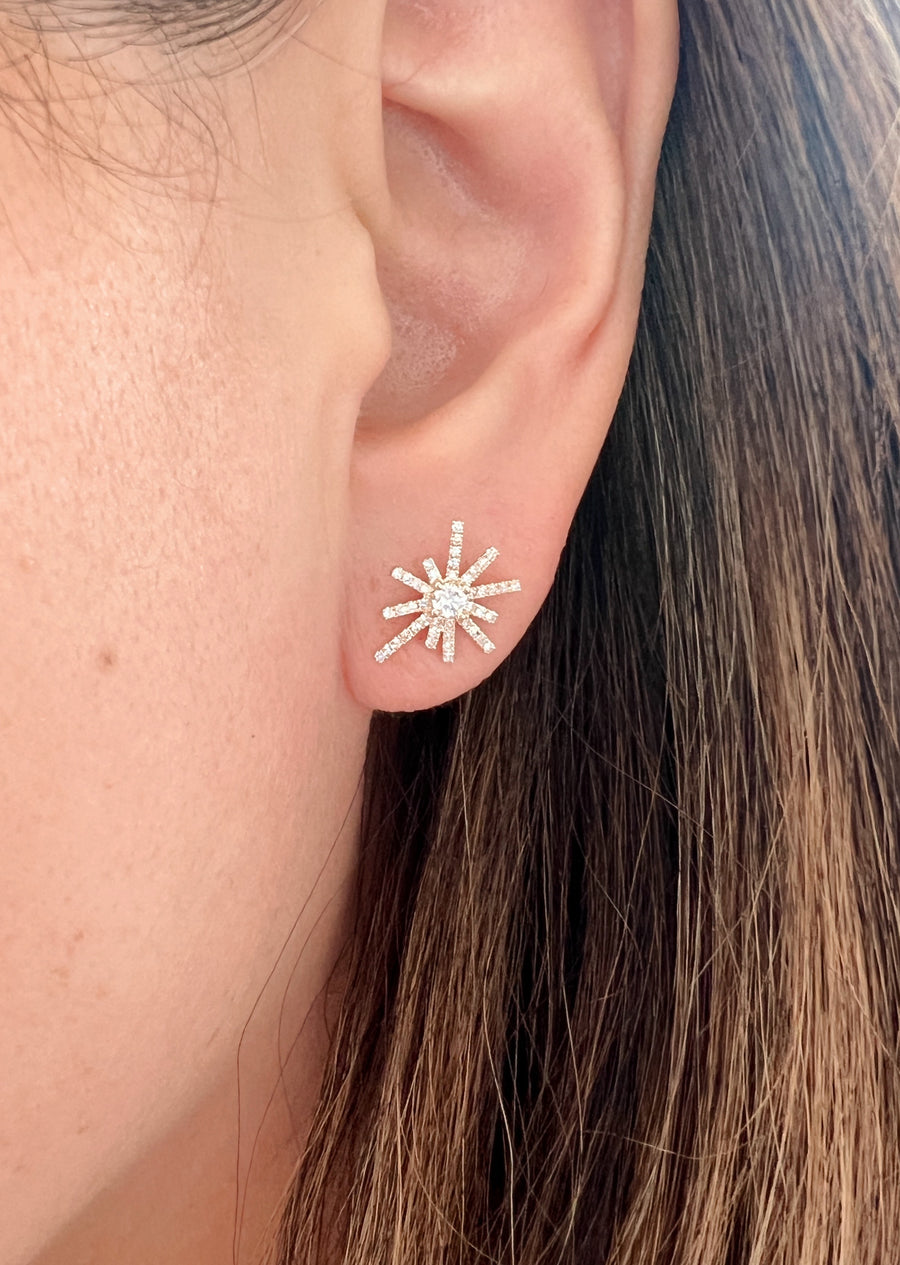 Pave Diamond Starburst Stud Earrings