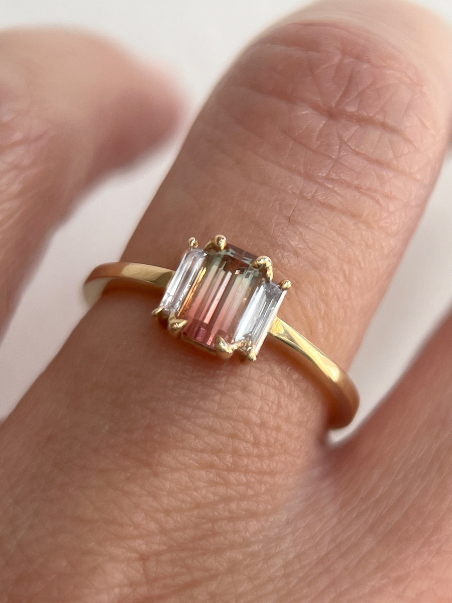 Bi-Color Tourmaline Baby Trinity Ring