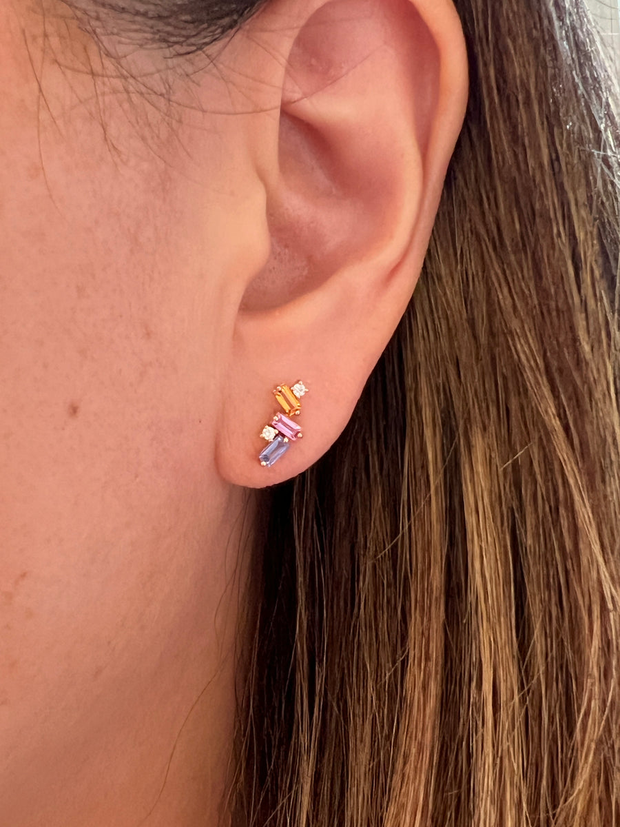 Rose Gold Sapphire & Diamond Earrings