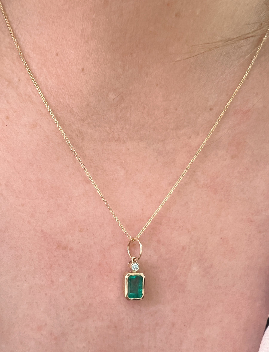 Yellow Gold Emerald & Diamond Pendant