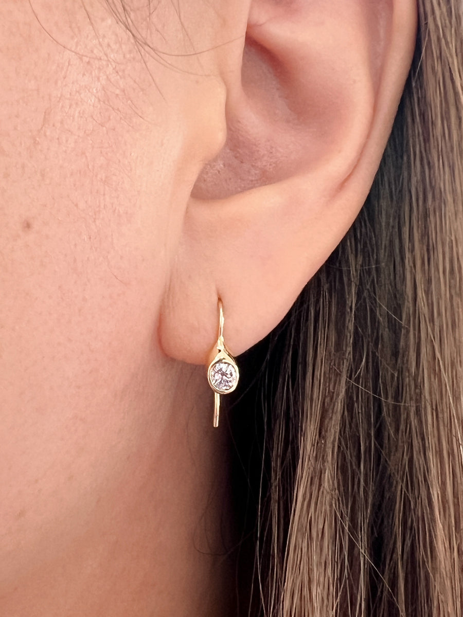 Diamond Organic Bezel Drop Earrings