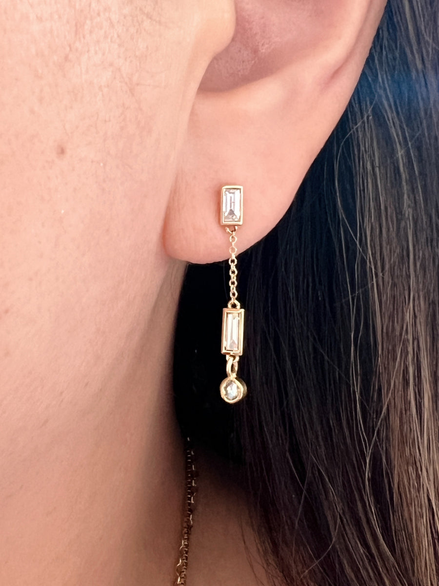 Double Champagne & White Diamond Earrings