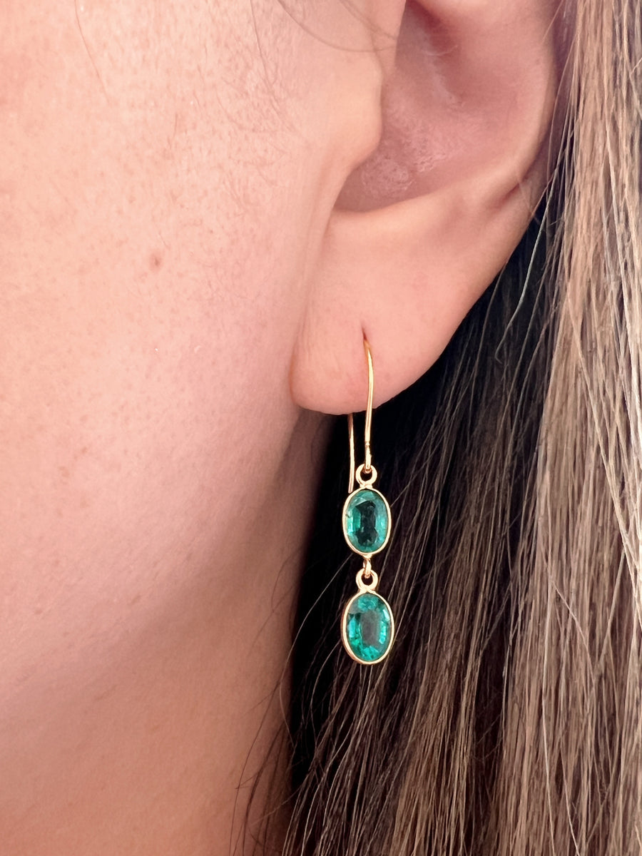 Emerald Yellow Gold Drop Earrings