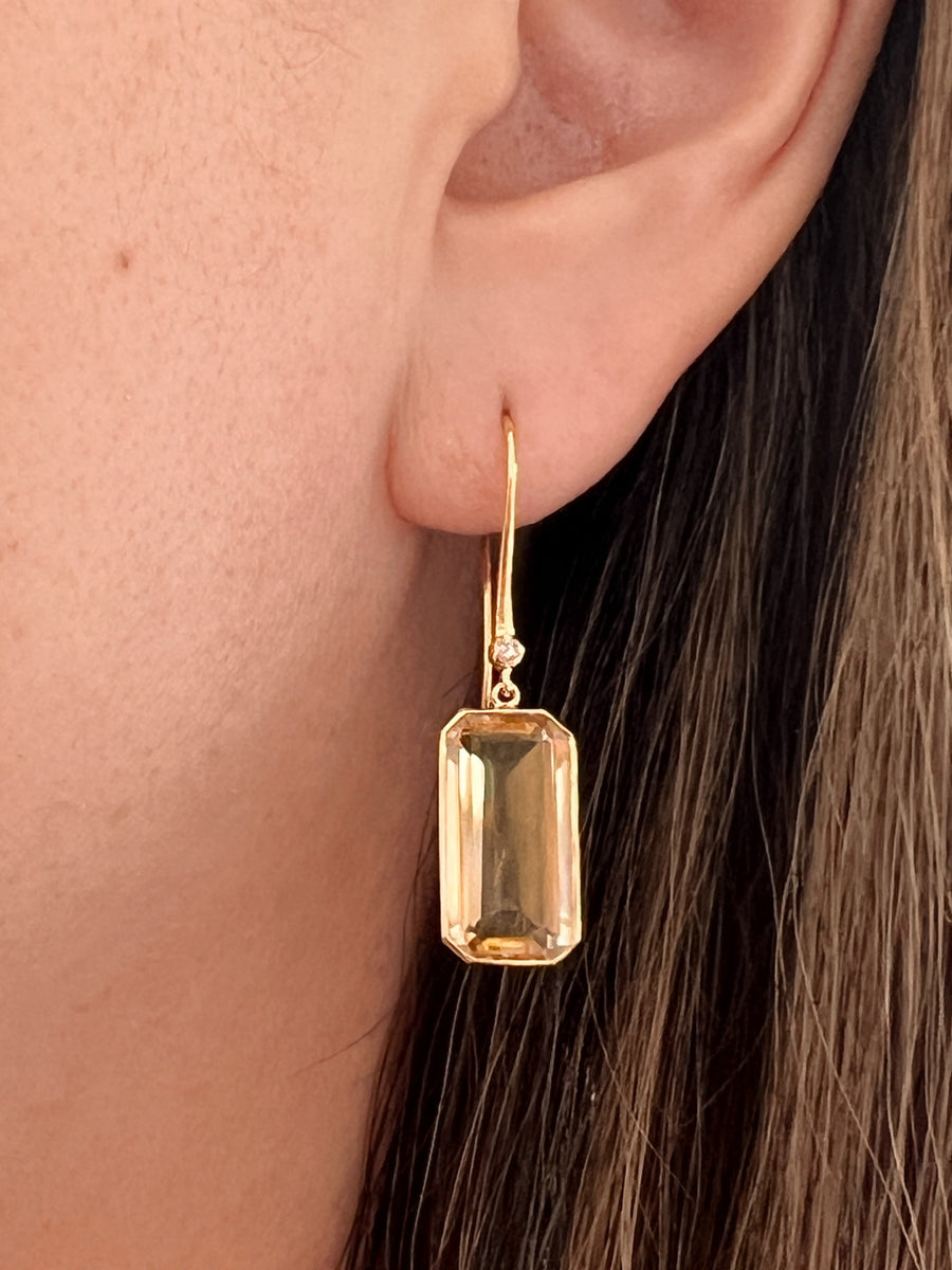 Citrine Yellow Gold Bezel Earrings