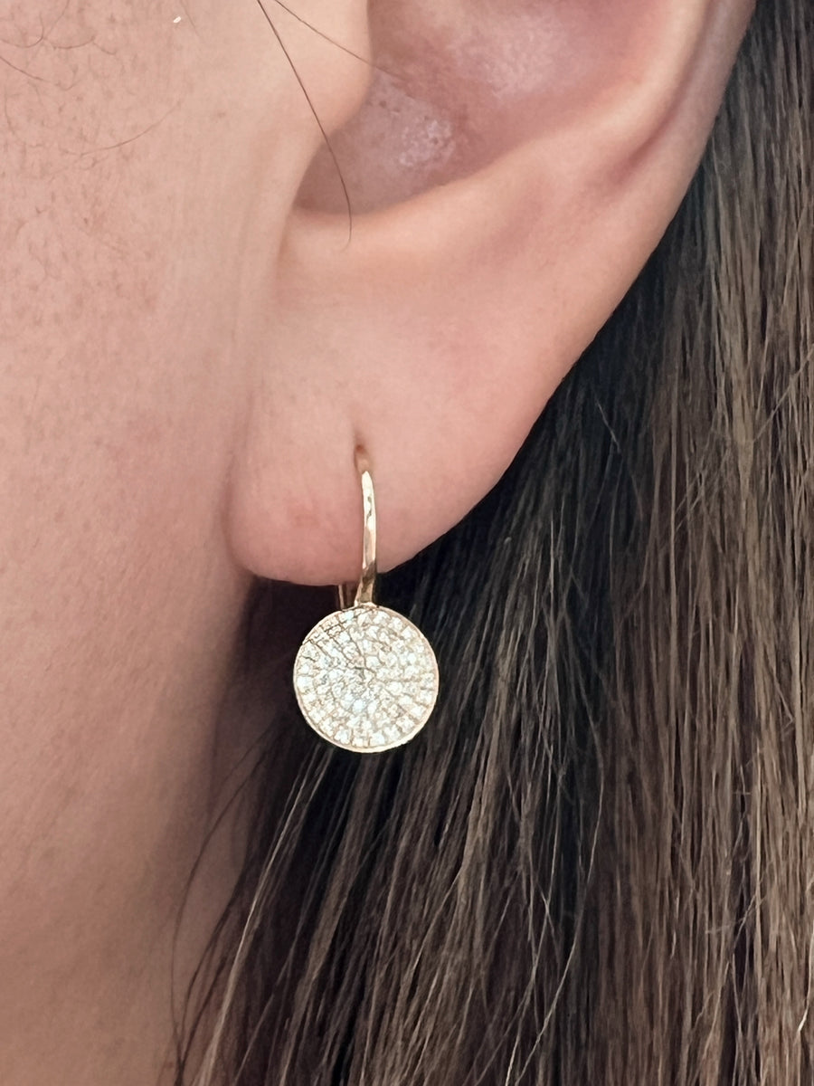 Diamond Disc Leverback Drop Earrings