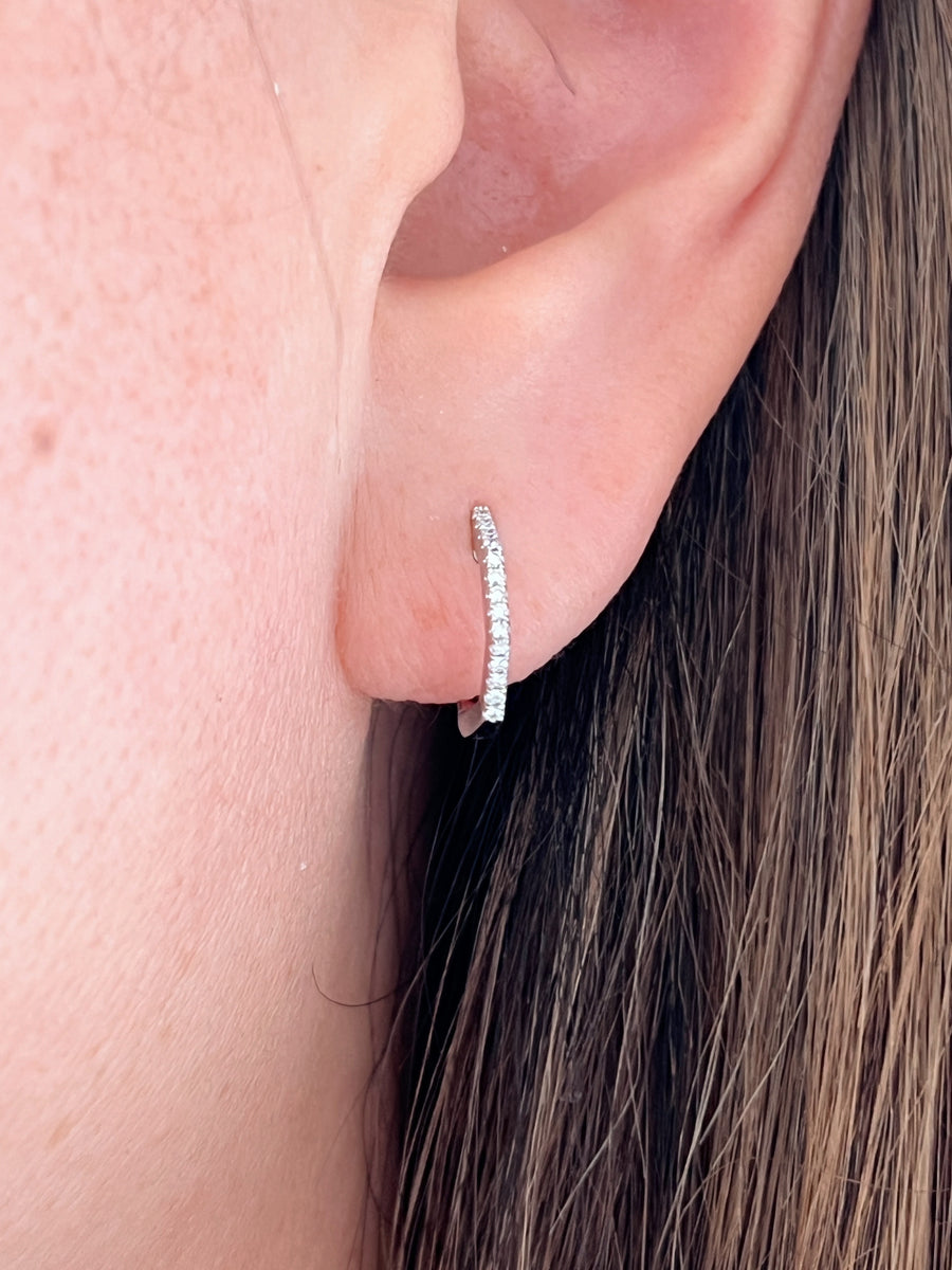 Small Pave Diamond Octagon Hoop Earrings