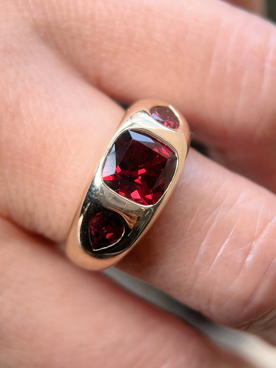 Rhodolite Garnet Domed Gypsy Ring