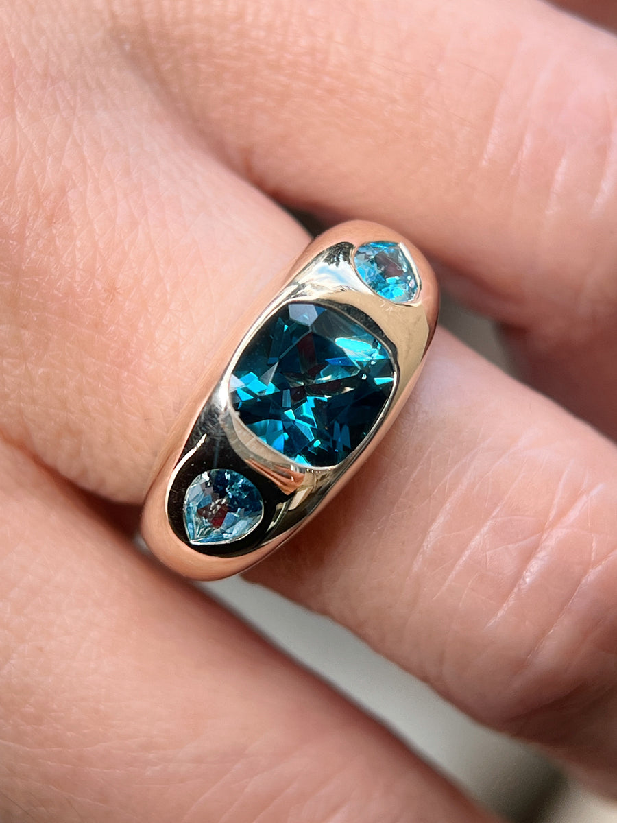 Blue Topaz Domed Gypsy Ring