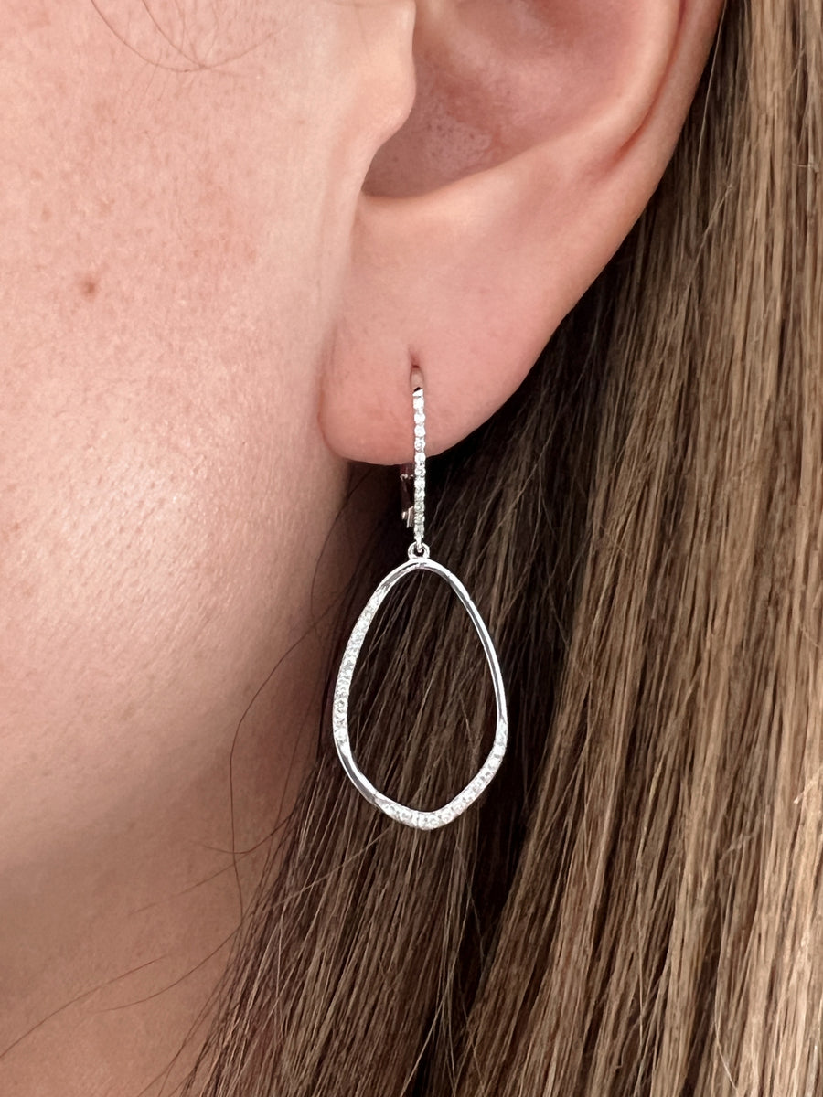 Teardrop Diamond Pave Drop Earrings