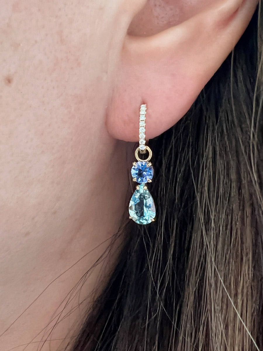 Tanzanite & Aquamarine Drop Earrings