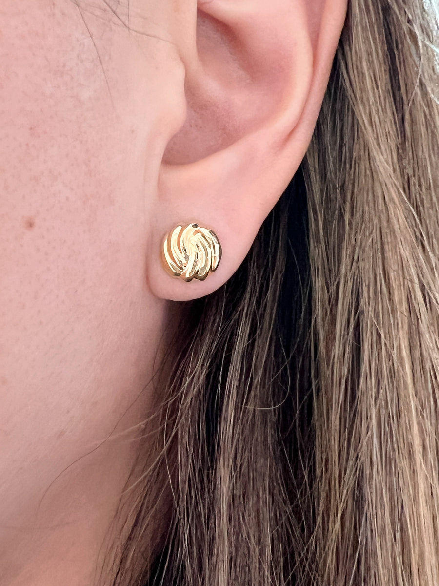 Gold Domed Knot Stud Earrings