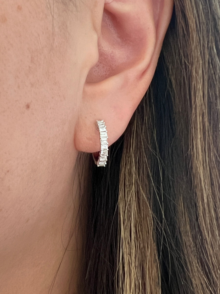 Baguette Diamond White Gold Hoop Earrings