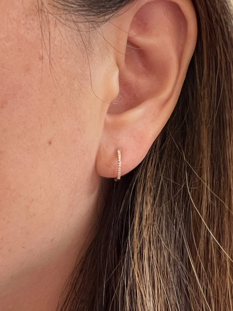 Small Rose Gold Diamond Hoop Earrings
