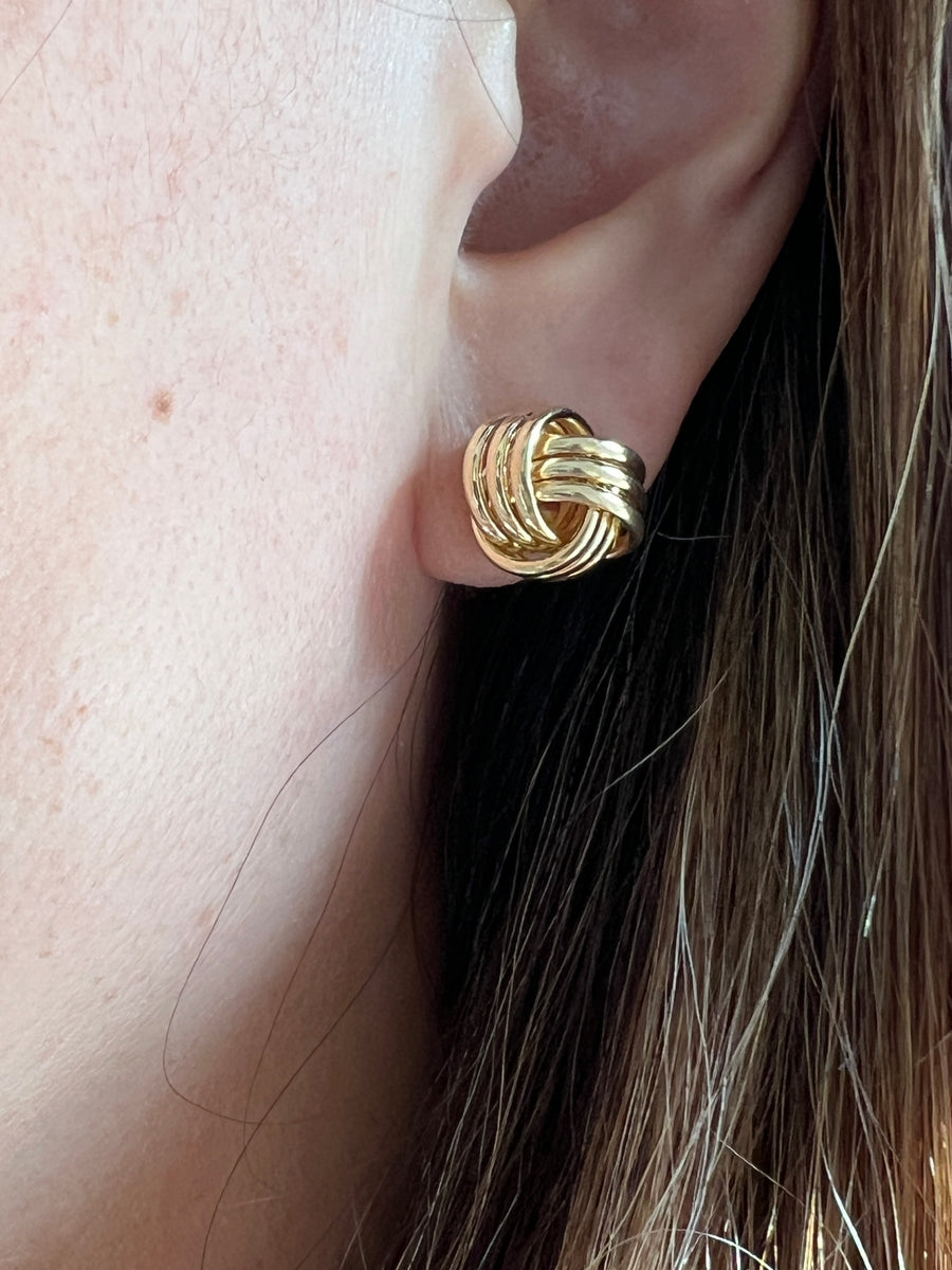 Vintage Gold Knot Stud Earrings