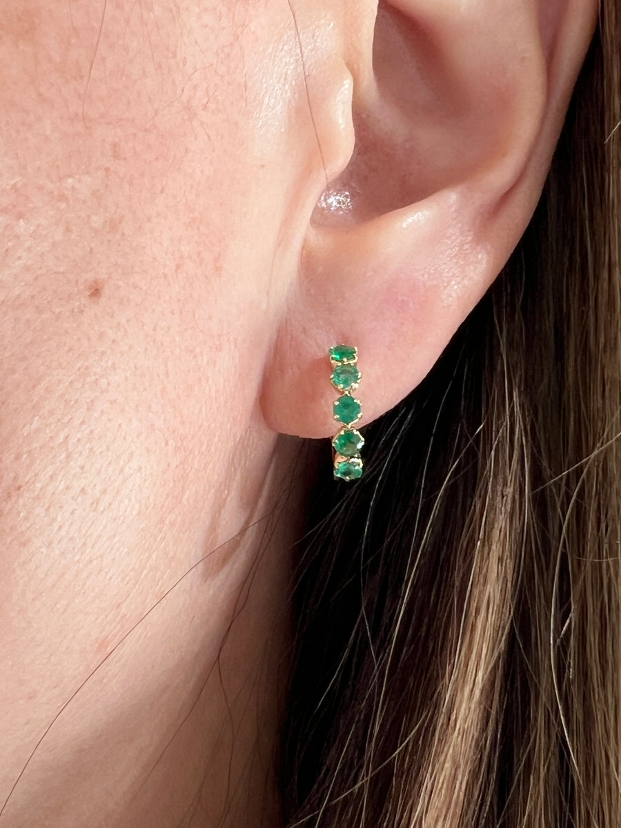 Emerald Huggie Hoop Earrings
