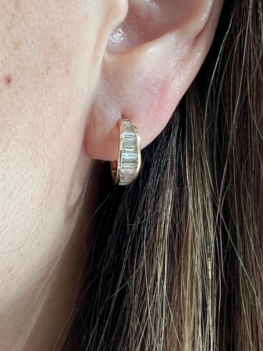 1.20ct Tapered Baguette Diamond Hoop Earrings