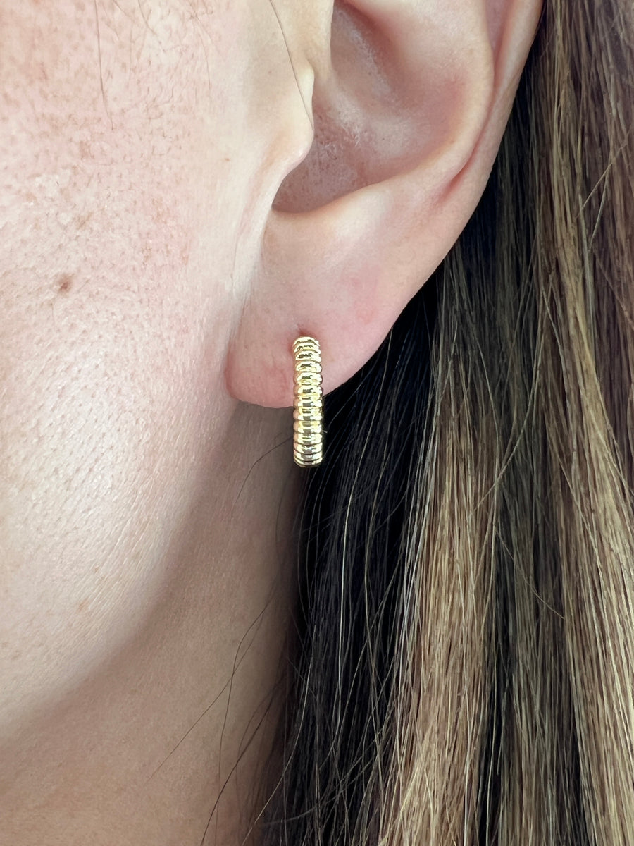 Ridged Gold Hoop Earrings