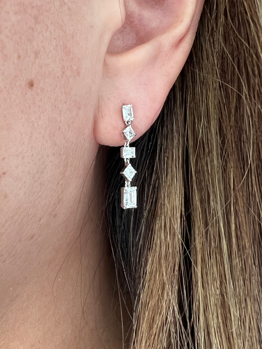 Multi Shape Lab Diamond Drop Earrings