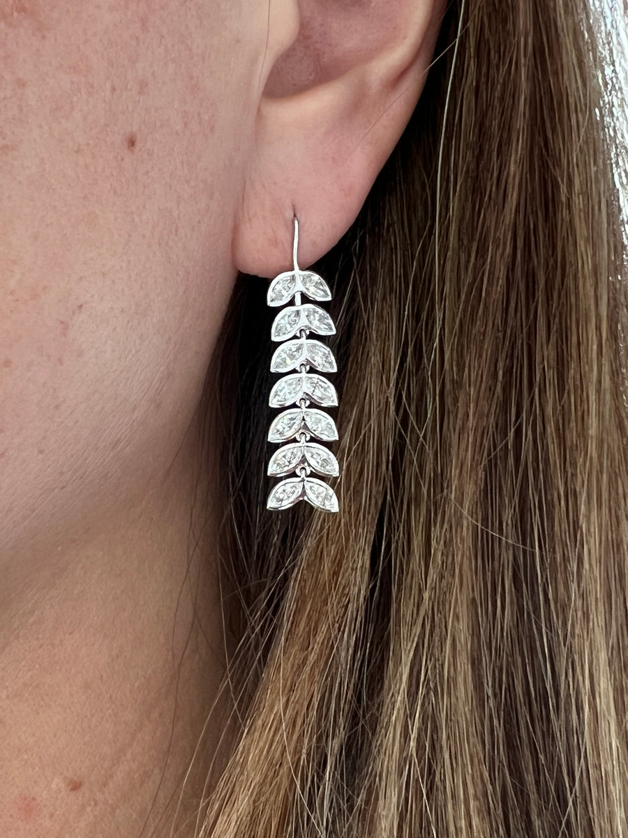 Marquise Lab Diamond Leaf Drop Earrings