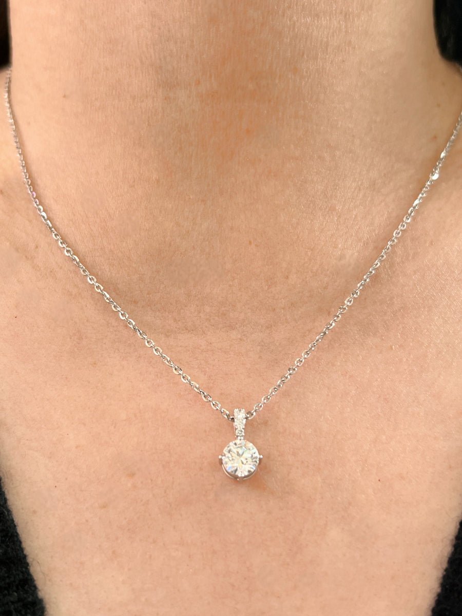 1.02ct EVVS2 Round Lab Diamond Pendant Necklace