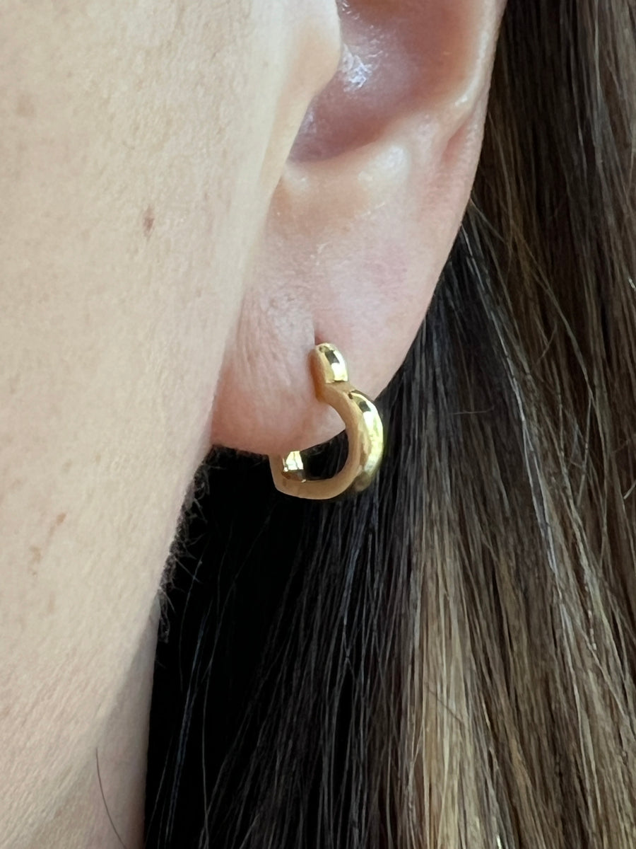 Gold Heart Huggie Hoop Earrings