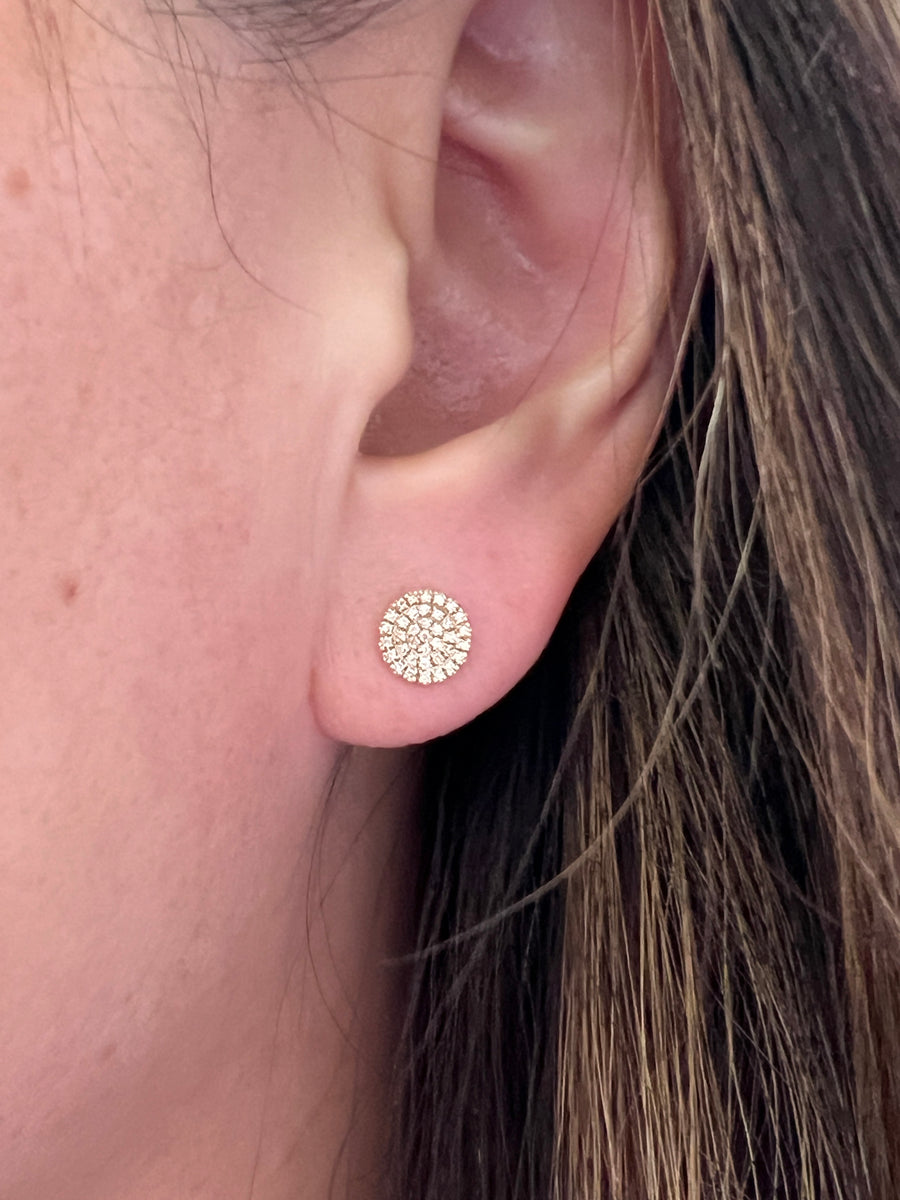 Gold Earrings Pave Diamond Disc Earrings 9ct Yellow Gold Diamond