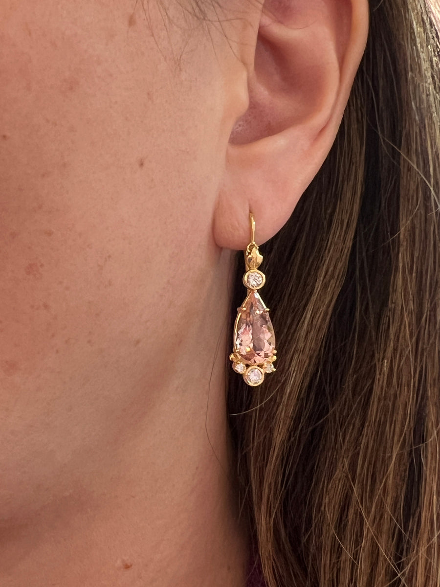 Morganite & Diamond Drop Earrings