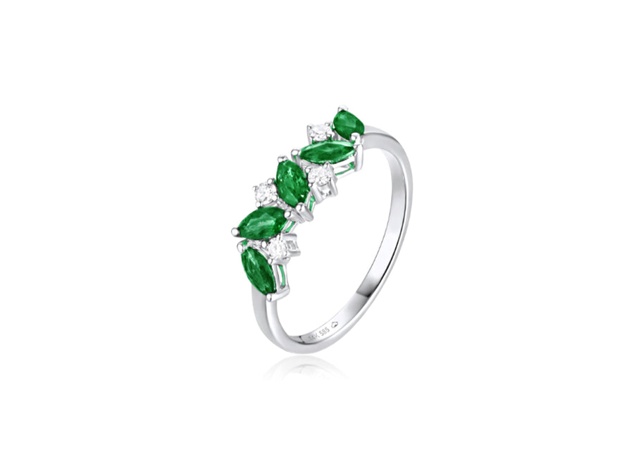 Emerald & Diamond White Gold Ring