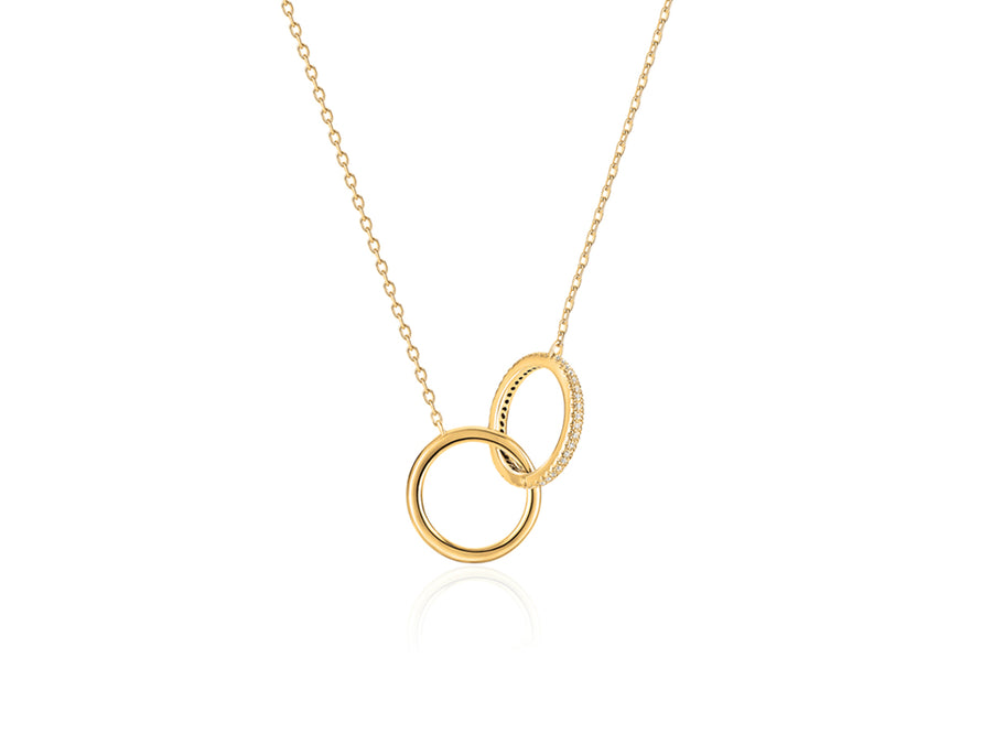 You & Me Diamond Circle Yellow Gold Necklace