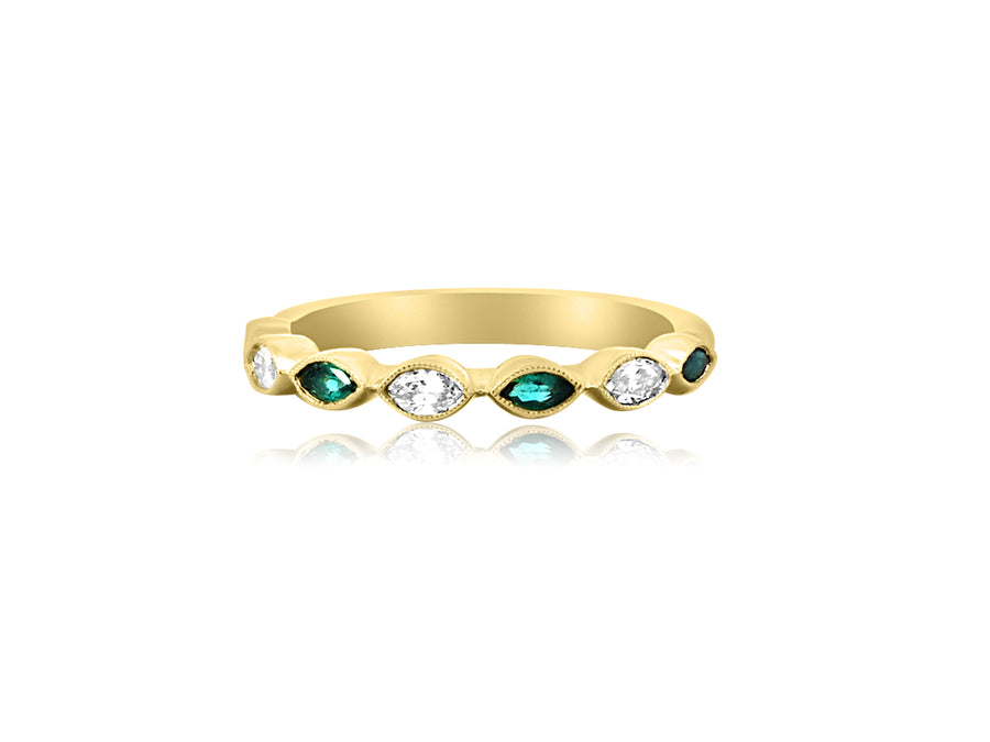 Emerald and Diamond Bezel Ring